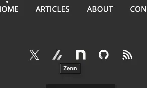 title要素を含めたSVGにホバーをあてた際のスクリーンショットです。「Zenn」とツールチップが表示されています。